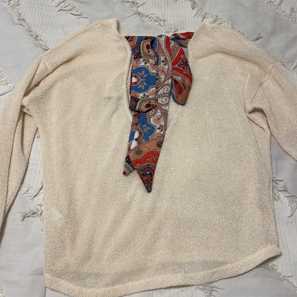 Cream Sweater with Bow on Back